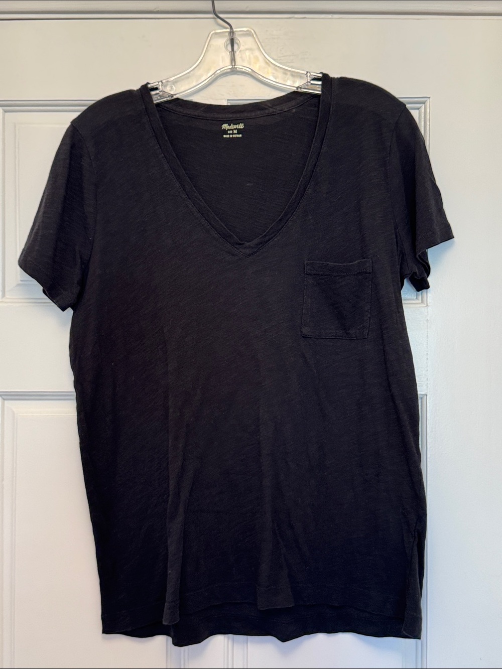 Madewell Whisper Classic Black V-Neck Pocket Tee
